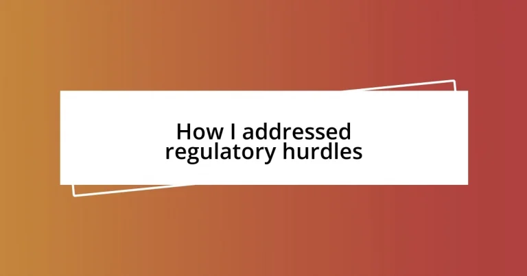 How I addressed regulatory hurdles