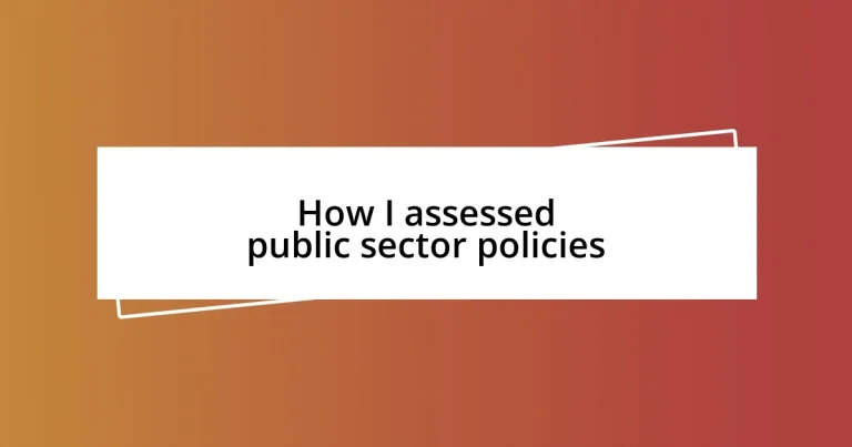 How I assessed public sector policies