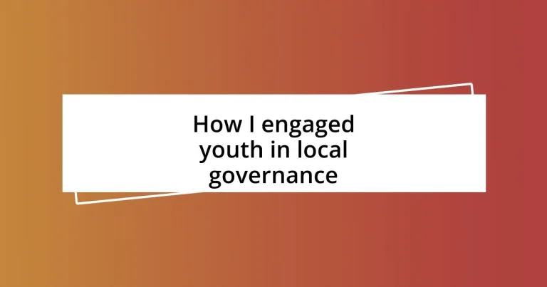 How I engaged youth in local governance