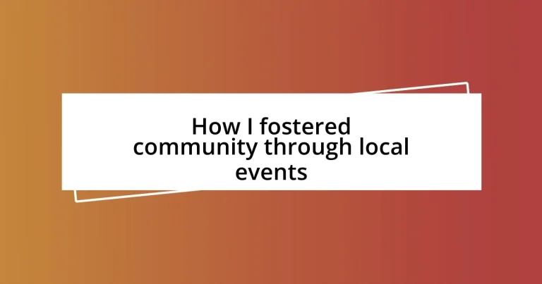 How I fostered community through local events