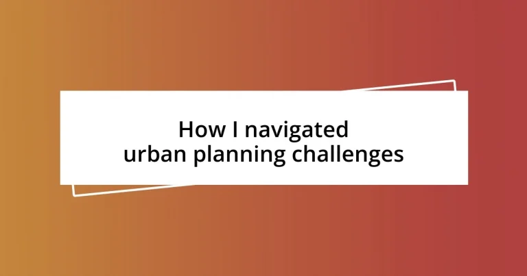 How I navigated urban planning challenges