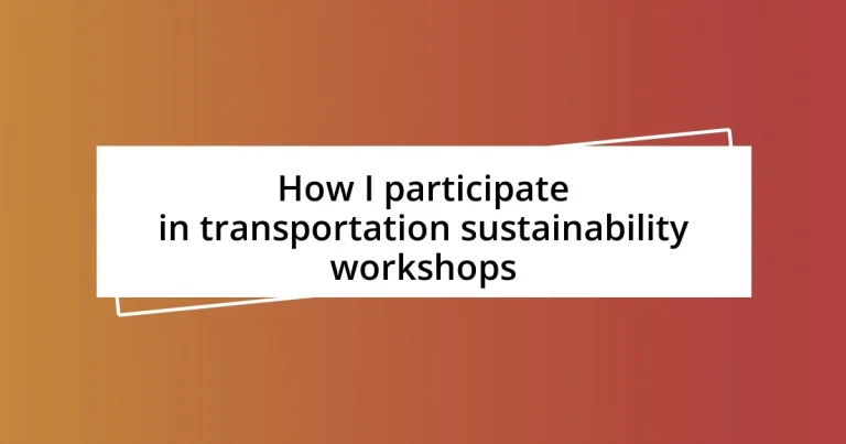 How I participate in transportation sustainability workshops