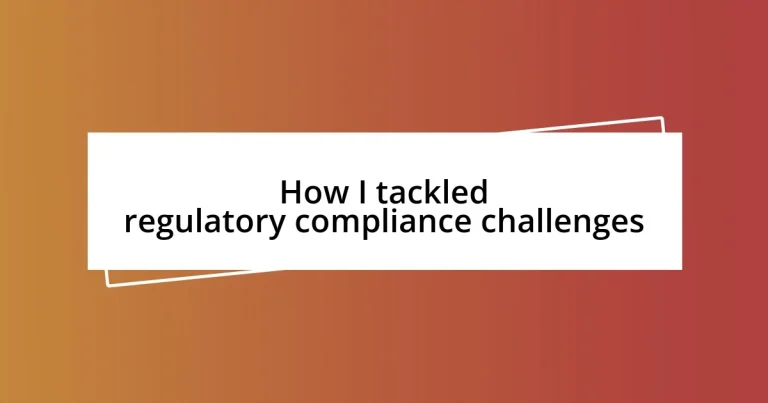 How I tackled regulatory compliance challenges