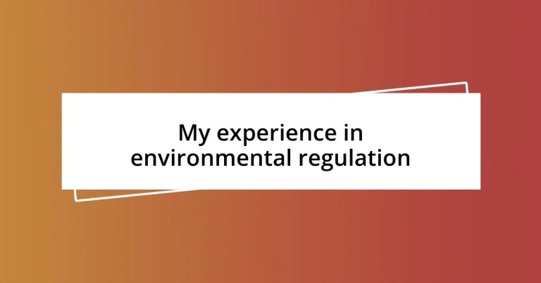 My experience in environmental regulation