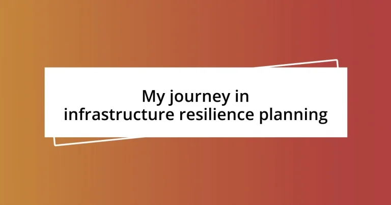 My journey in infrastructure resilience planning