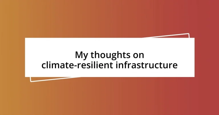 My thoughts on climate-resilient infrastructure