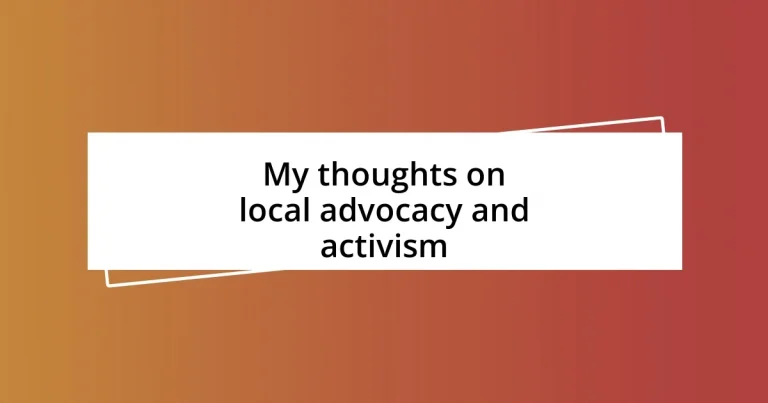 My thoughts on local advocacy and activism