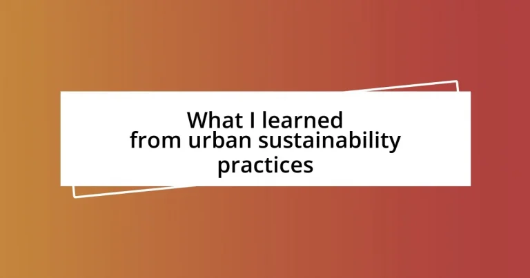 What I learned from urban sustainability practices