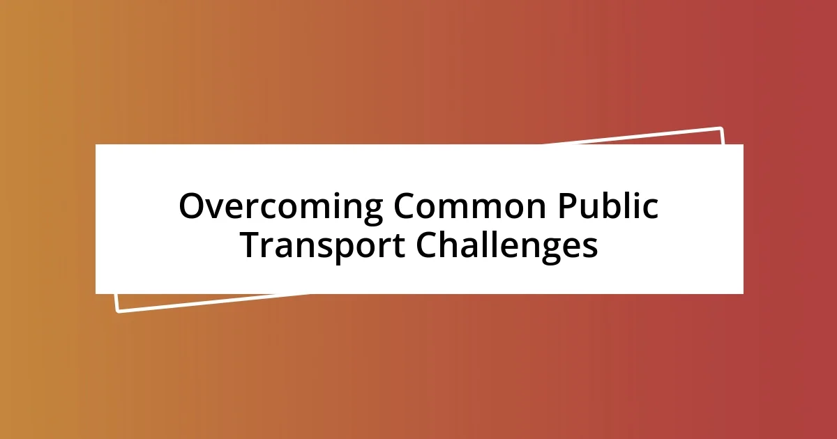 Overcoming Common Public Transport Challenges