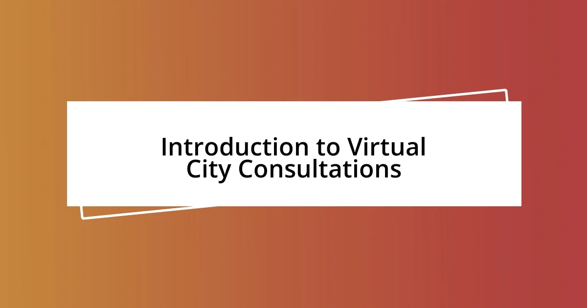 Introduction to Virtual City Consultations