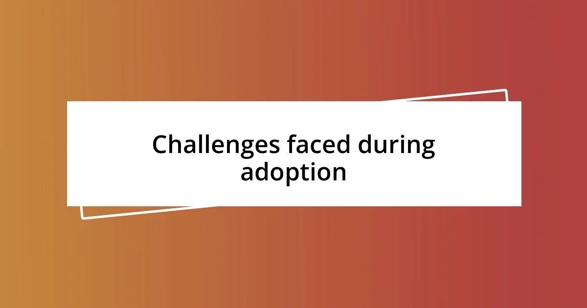 Challenges faced during adoption