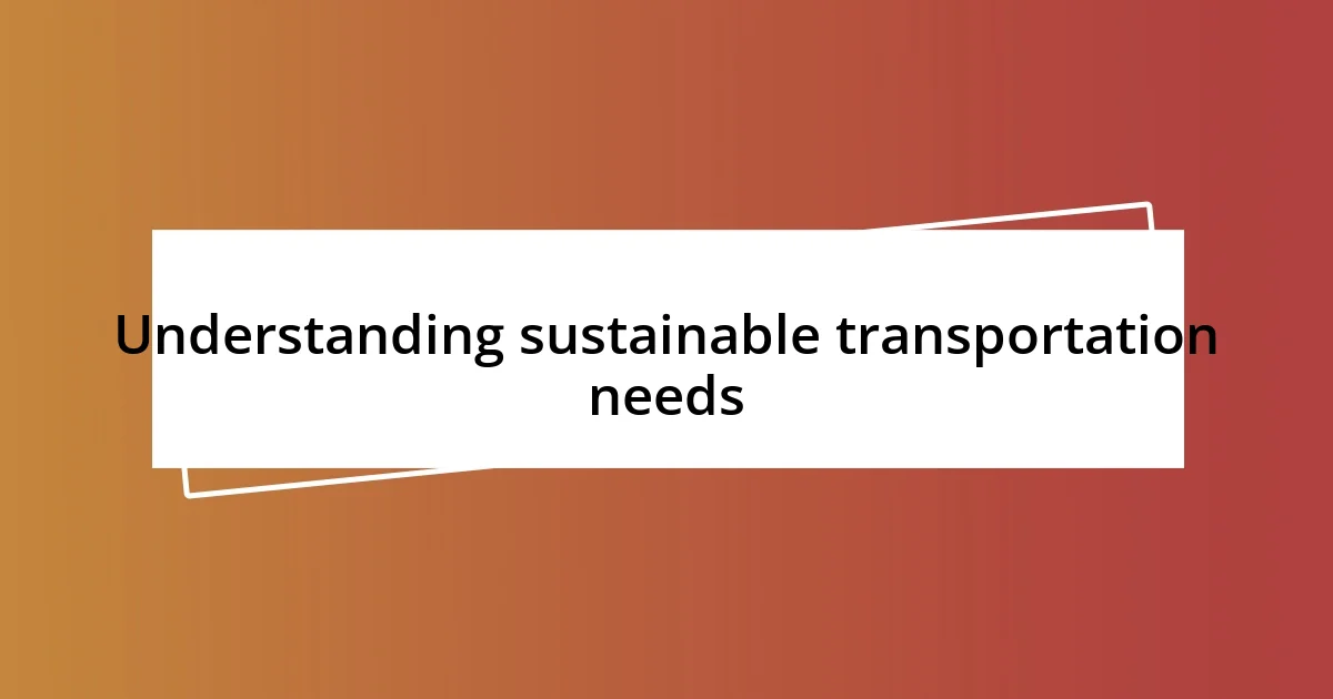 Understanding sustainable transportation needs