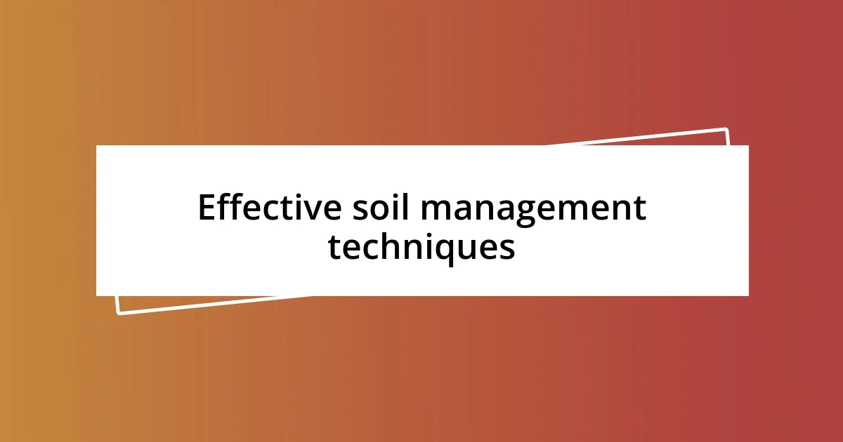 Effective soil management techniques